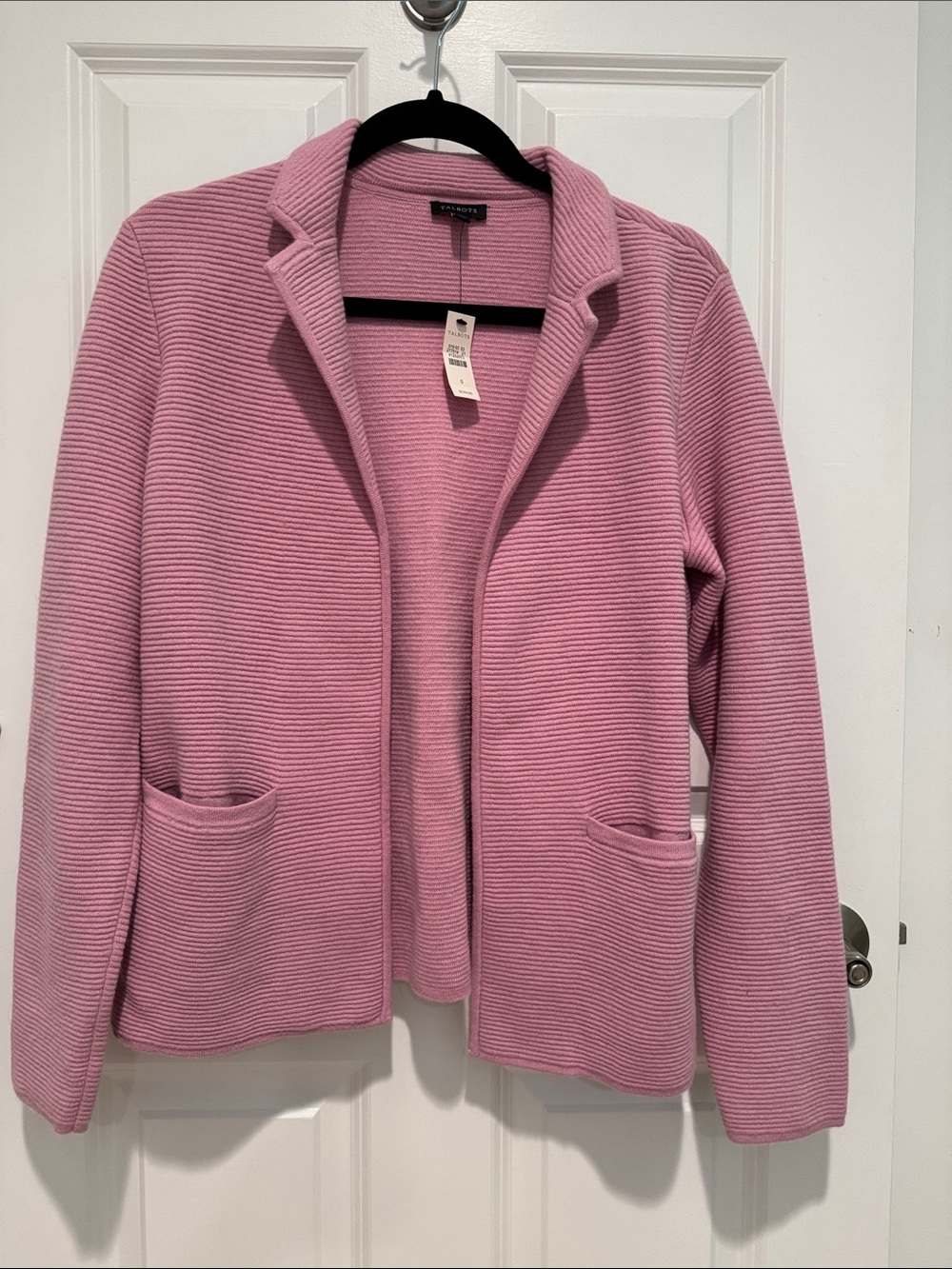 Talbots Dusty Pink Ribbed Open-Front Blazer S NWT